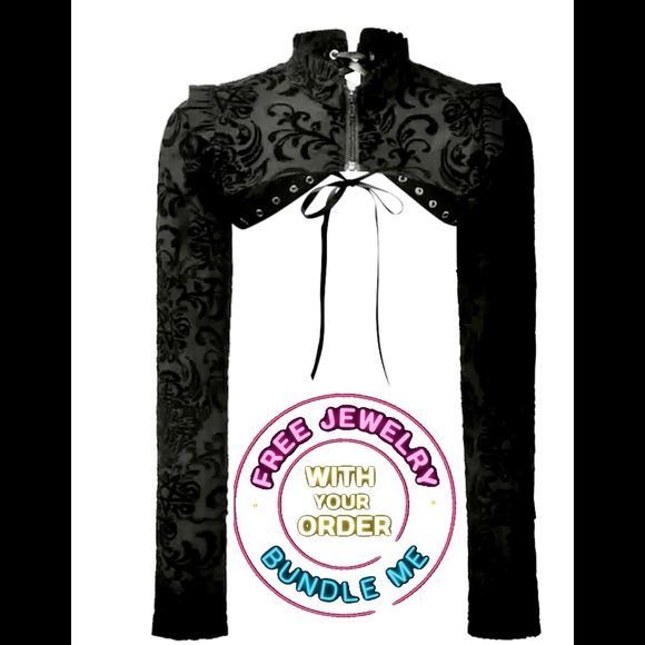 *SOLD*KILLSTAR DAMEN BOLERO GOTHIC BLACK TOP JACKET SIZE L METAL ROCK BIKER PUNK - Picture 1 of 14